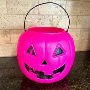 -Halloween hot pink jack-o-lantern blow mold pail/ bucket